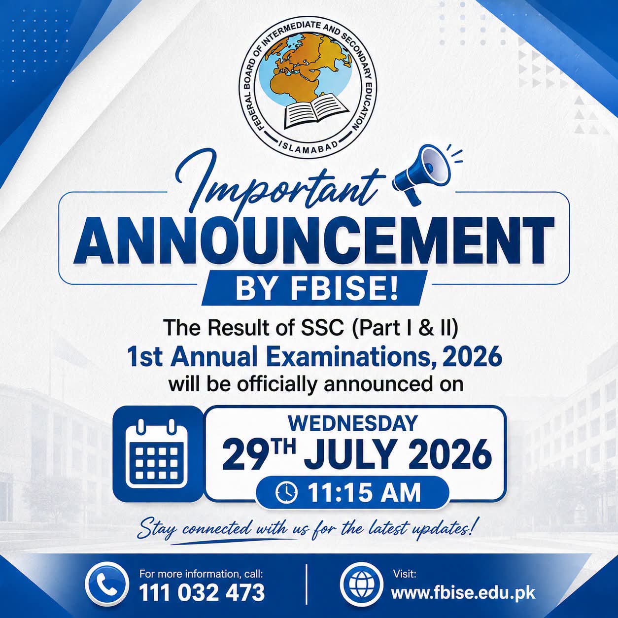 RESULT OF SSC MATRIC TECH 1st ANNUAL EXAMINATIONS 2026- Federal Board of Intermediate and Secondary Education Islamabad